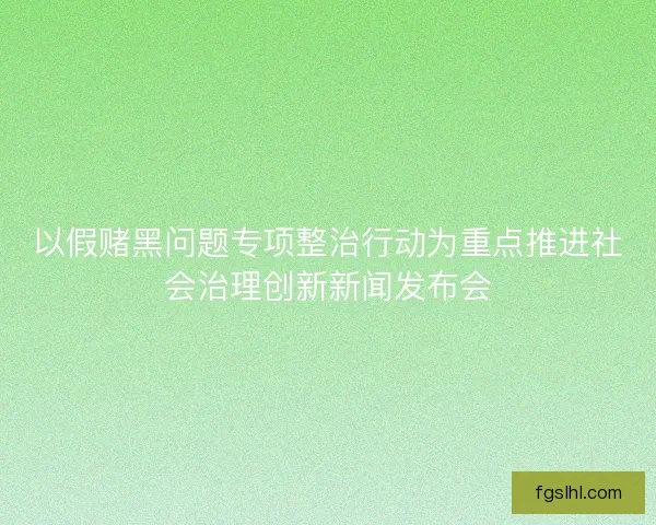 以假赌黑问题专项整治行动为重点推进社会治理创新新闻发布会